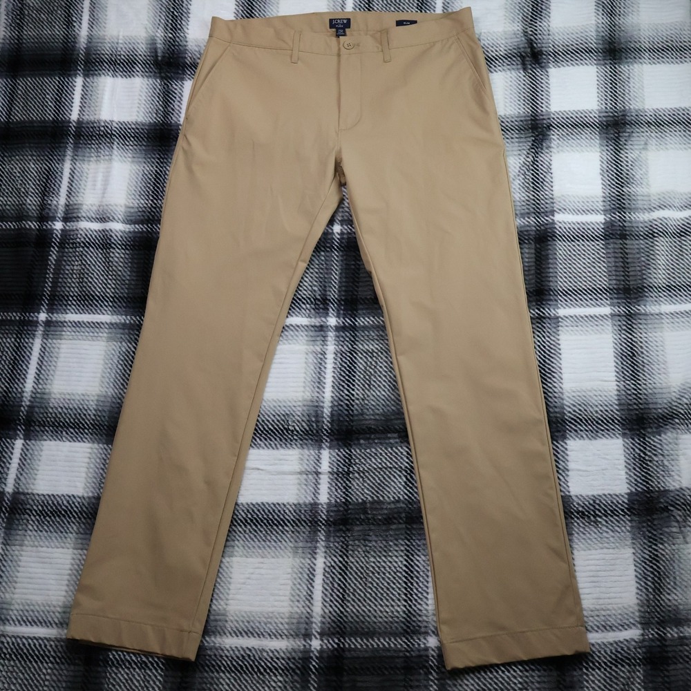 J.Crew Flex Slim Khaki Tan Performance Pants Mens 34x32 Chino Trousers